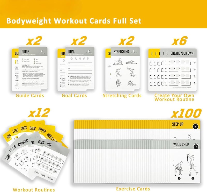 ELAORY Bodyweight & Dumbbell Workout Cards - 100 Large 5"x3.5" Exercise Cards with 24 Strength Moves, Home & Gym Fitness Cards for Men & Women, Beginner Fitness Guide - Image 3